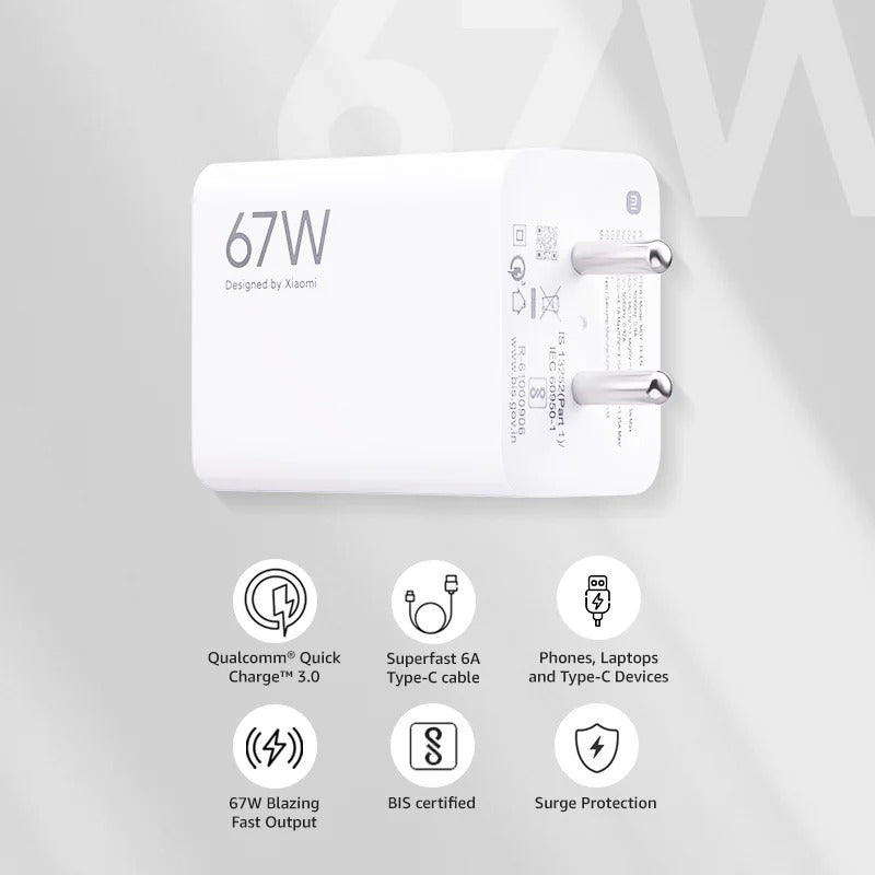 Mi 67W SonicCharge 3.0 Charger Combo||UNBOXED||