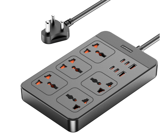 Ambrane Extension Board, 4 Type C, 2 USB, 5 International Power Sockets, 2500W